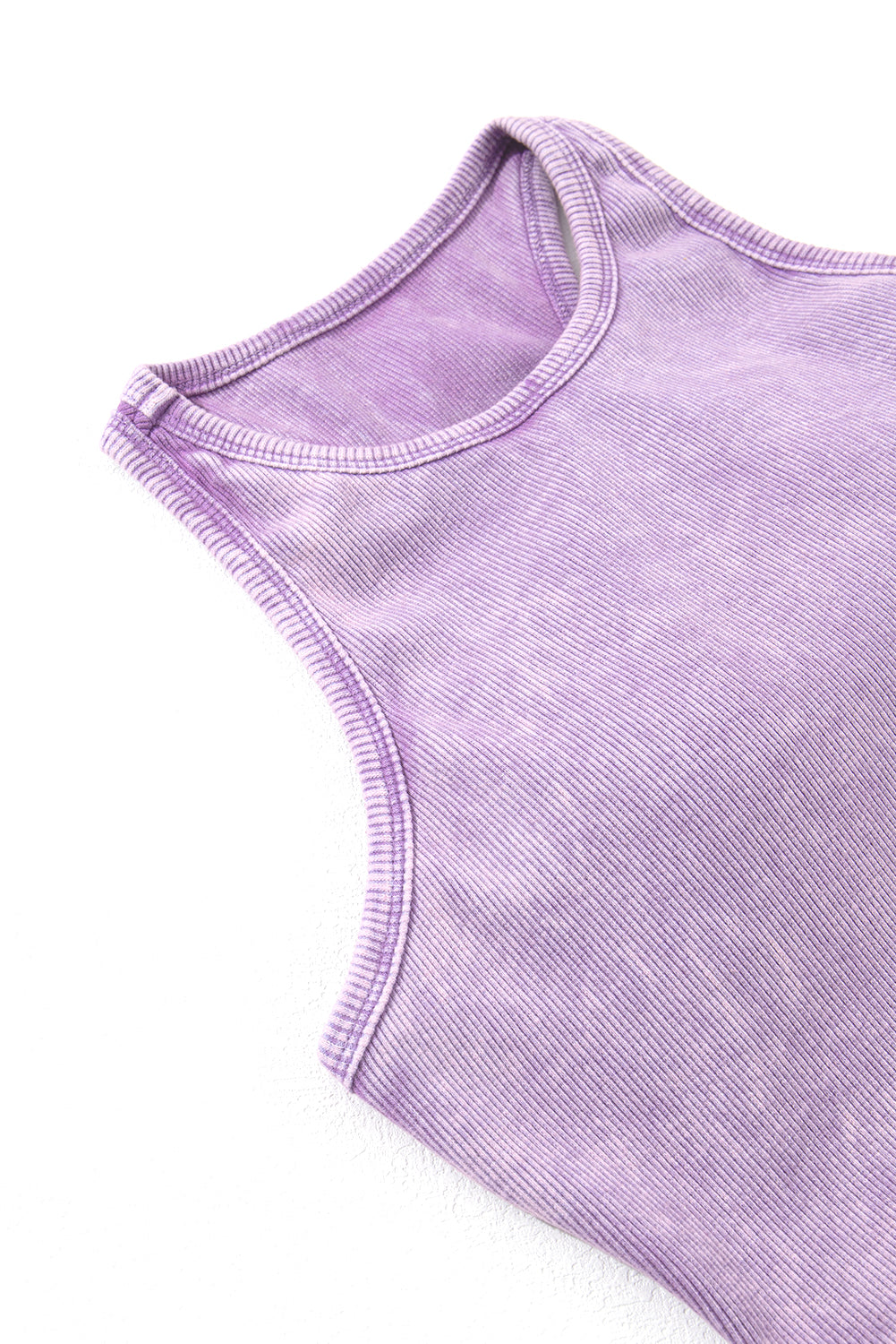 Pink Ribbed Mineral Wash Racerback Cropped Tank Top