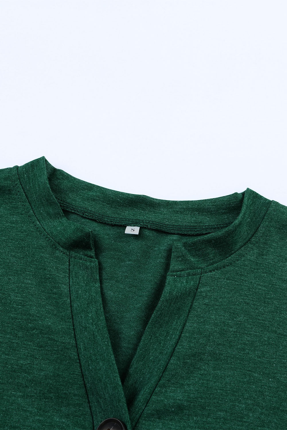 Button V Neck Rolled Short Sleeve T Shirt