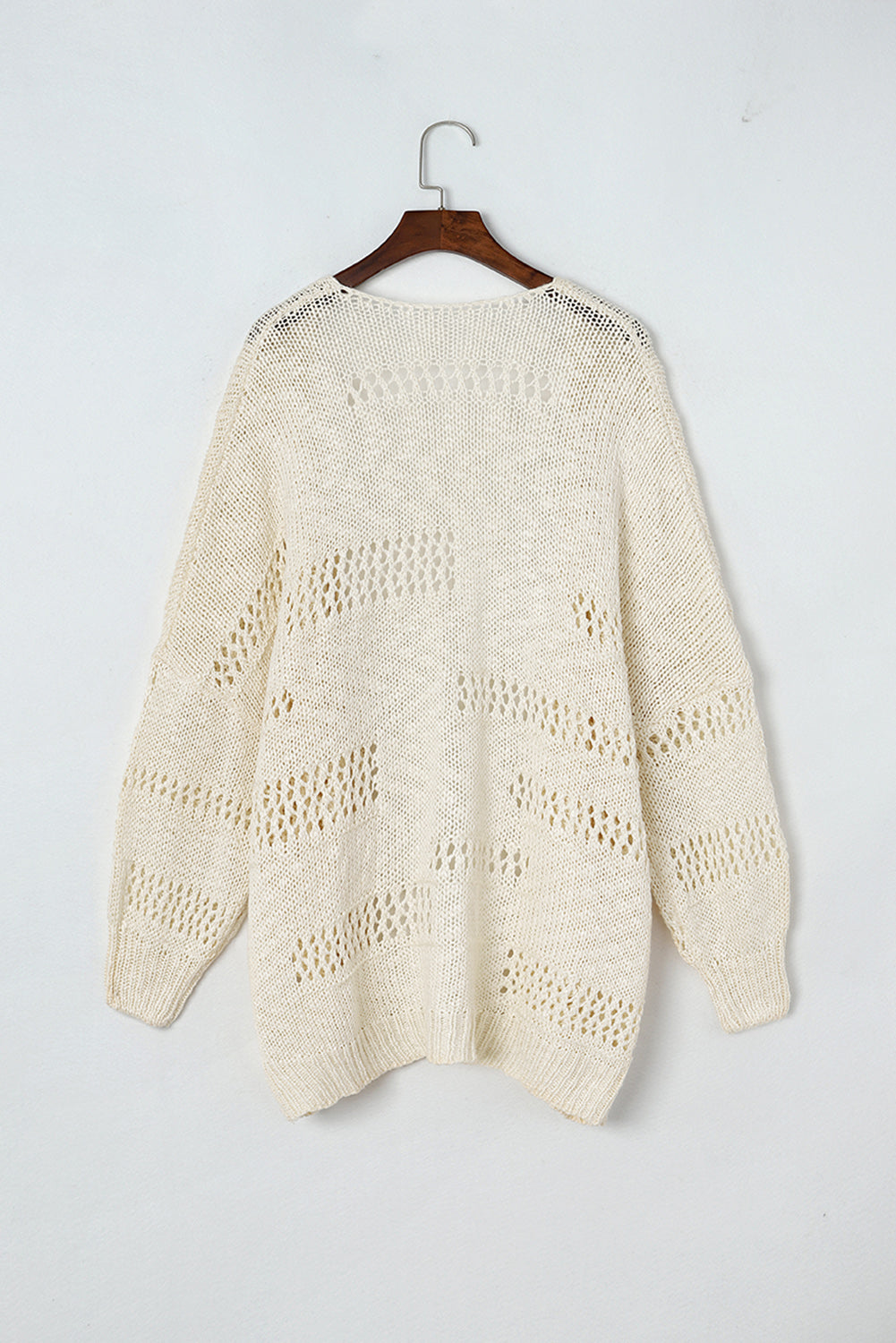 Pink Casual Hollowed Knit Dolman Sleeve Cardigan