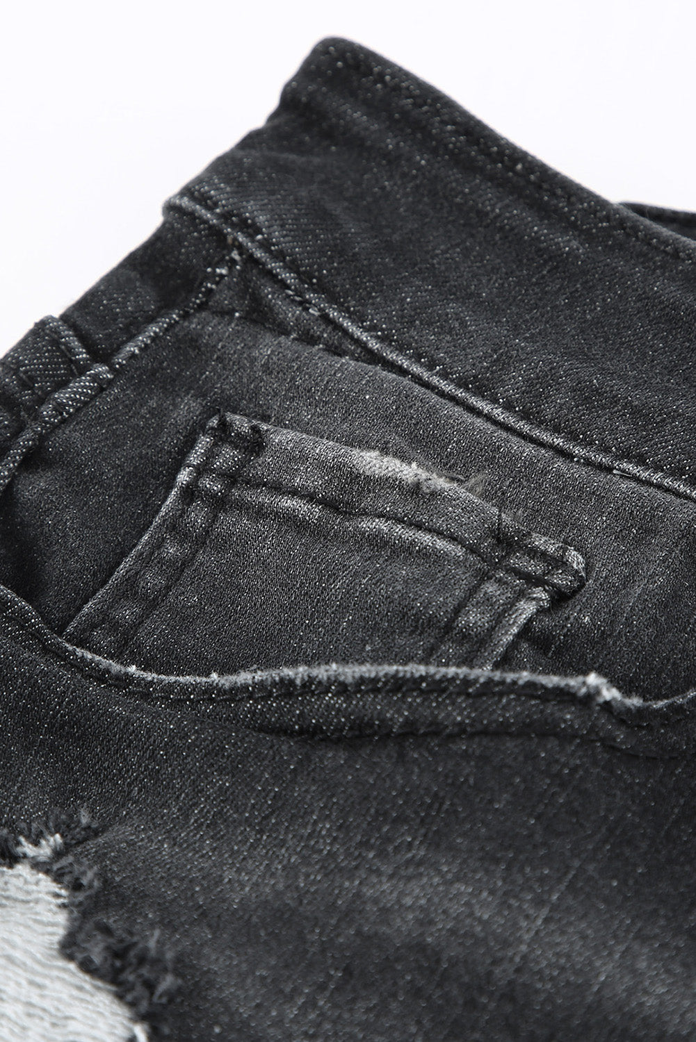 Raw Hem Distressed High Rise Denim Shorts