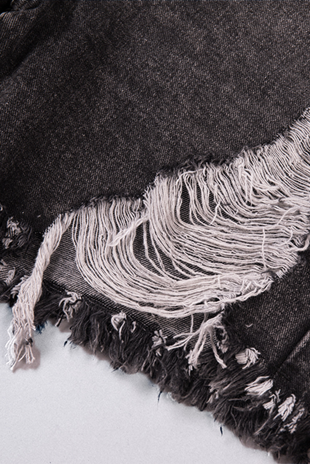 Button Fly Distressed High Waist Denim Shorts