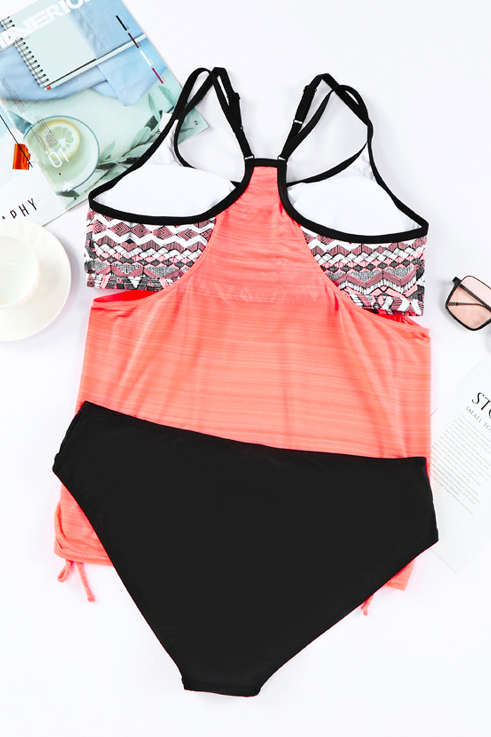 Plants Printed Lined Tankini Swimsuit
