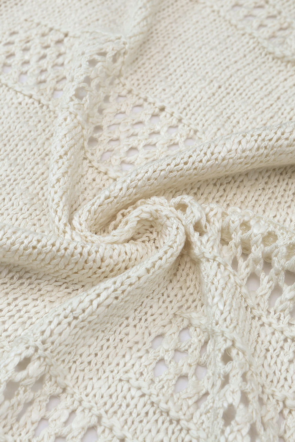 Pink Casual Hollowed Knit Dolman Sleeve Cardigan