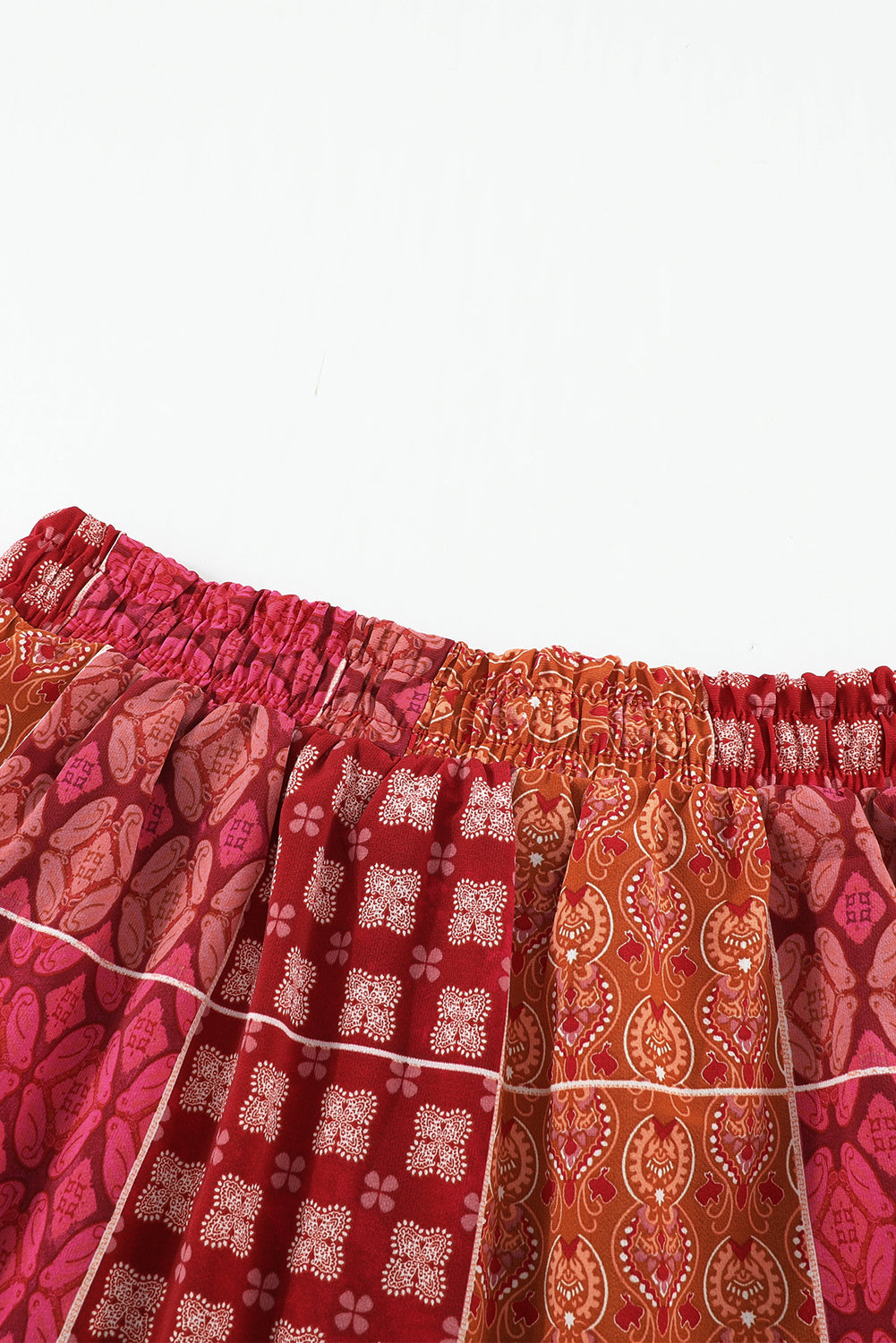 Tiered Paisley Print Pocketed Maxi Skirt