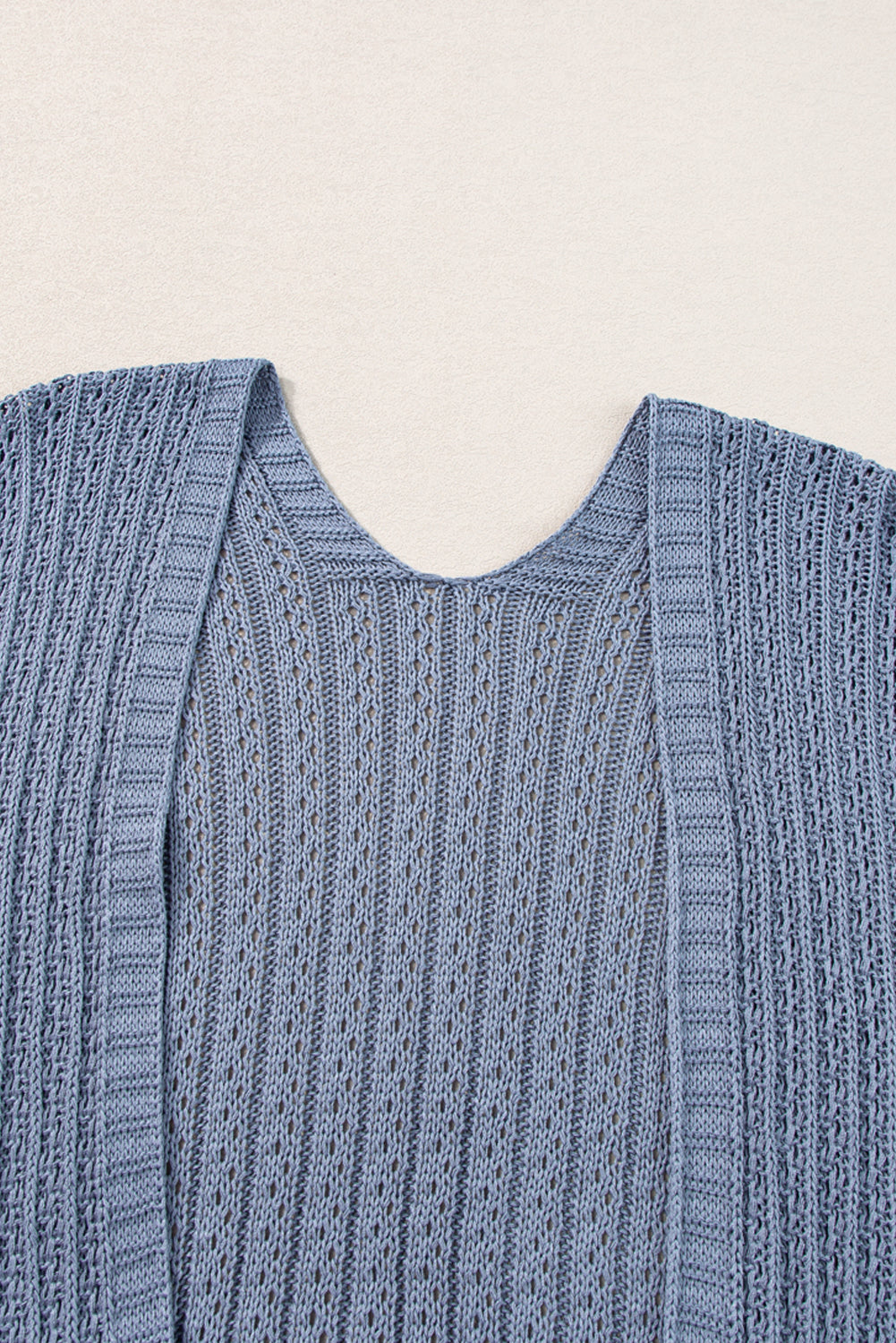 White Hollow-out Knit Kimono Lightweight Cardigan