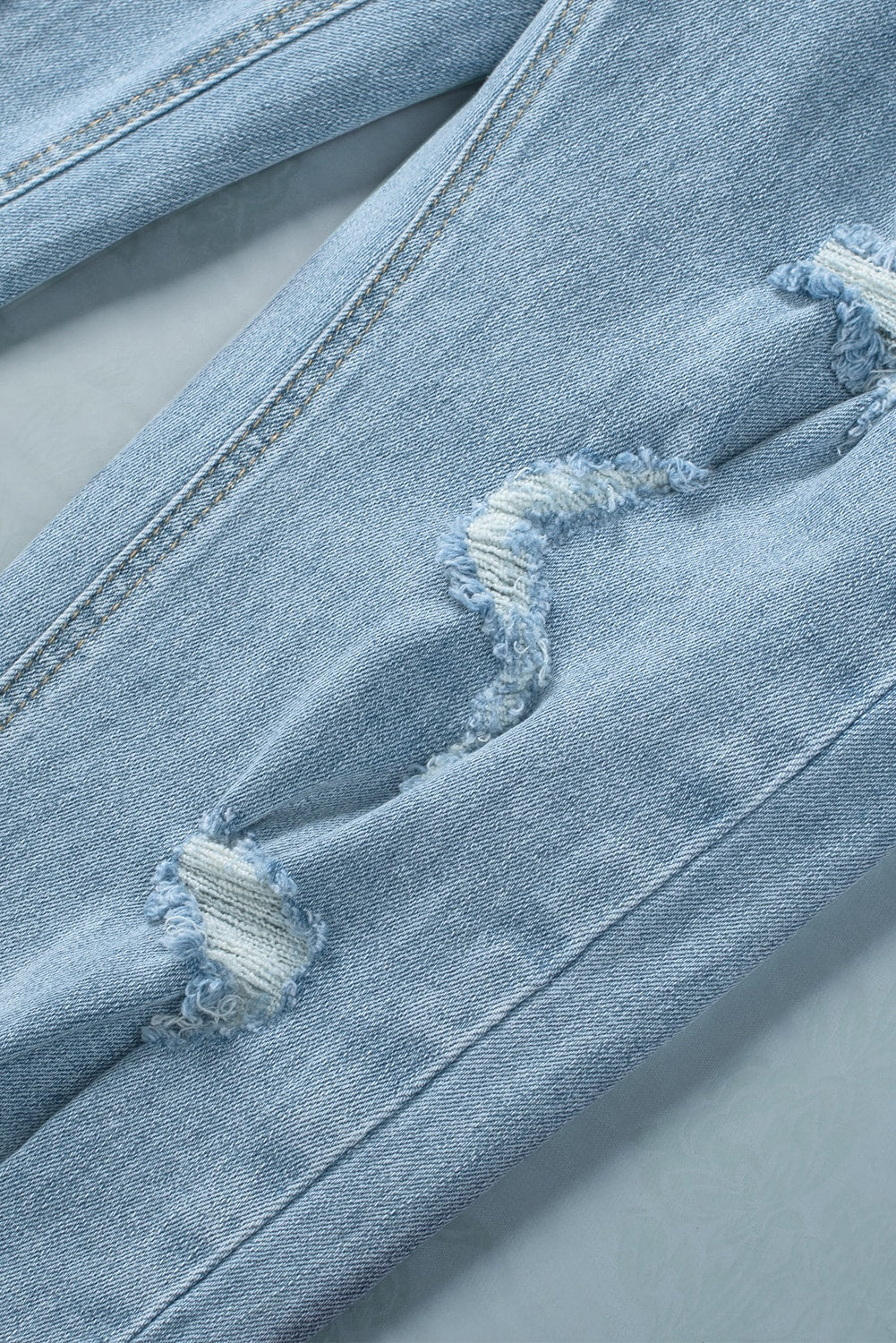 Light Wash Distressed Straight Jeans