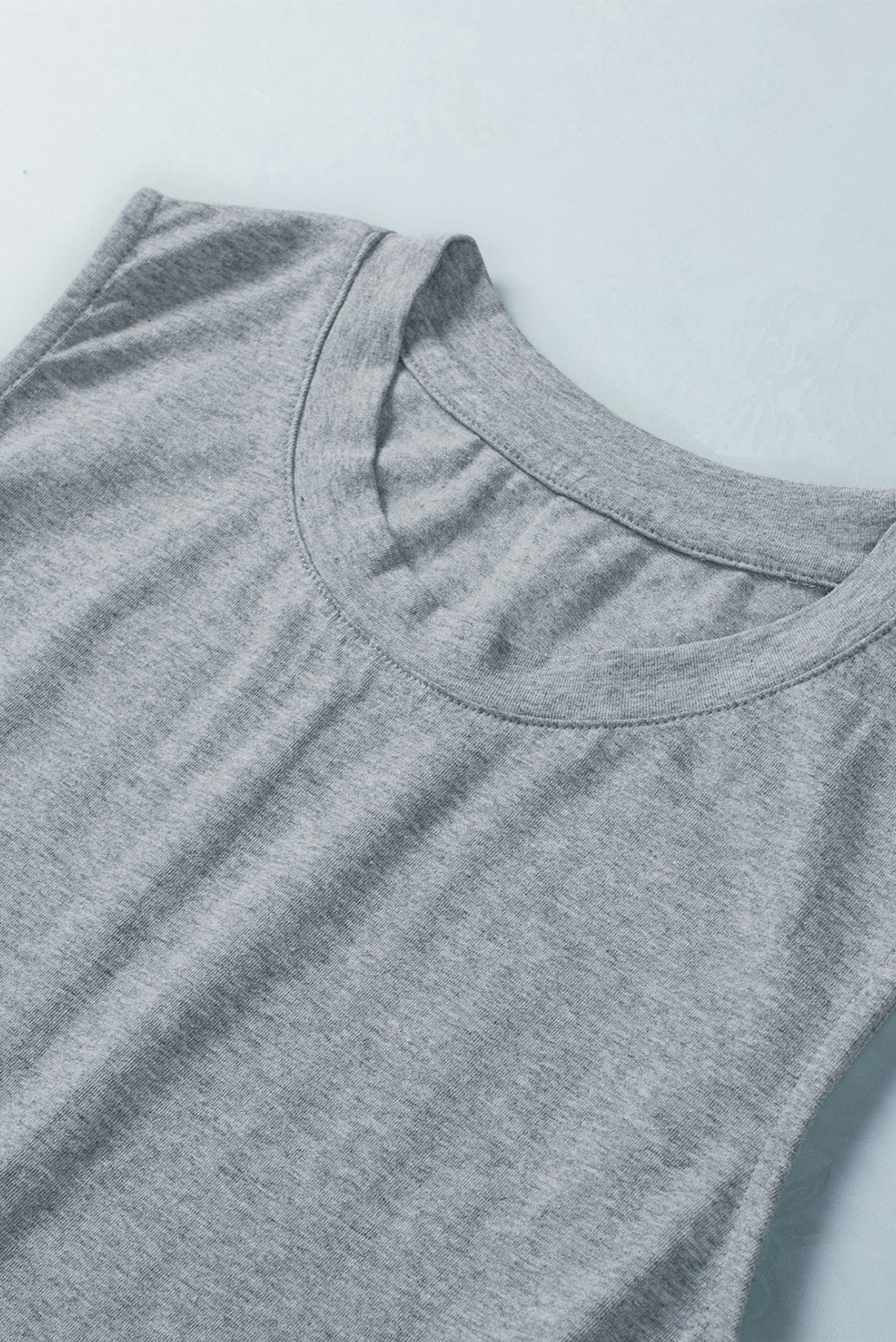 Crew Neck Tank and Drawstring Ruffled Shorts Lounge Set