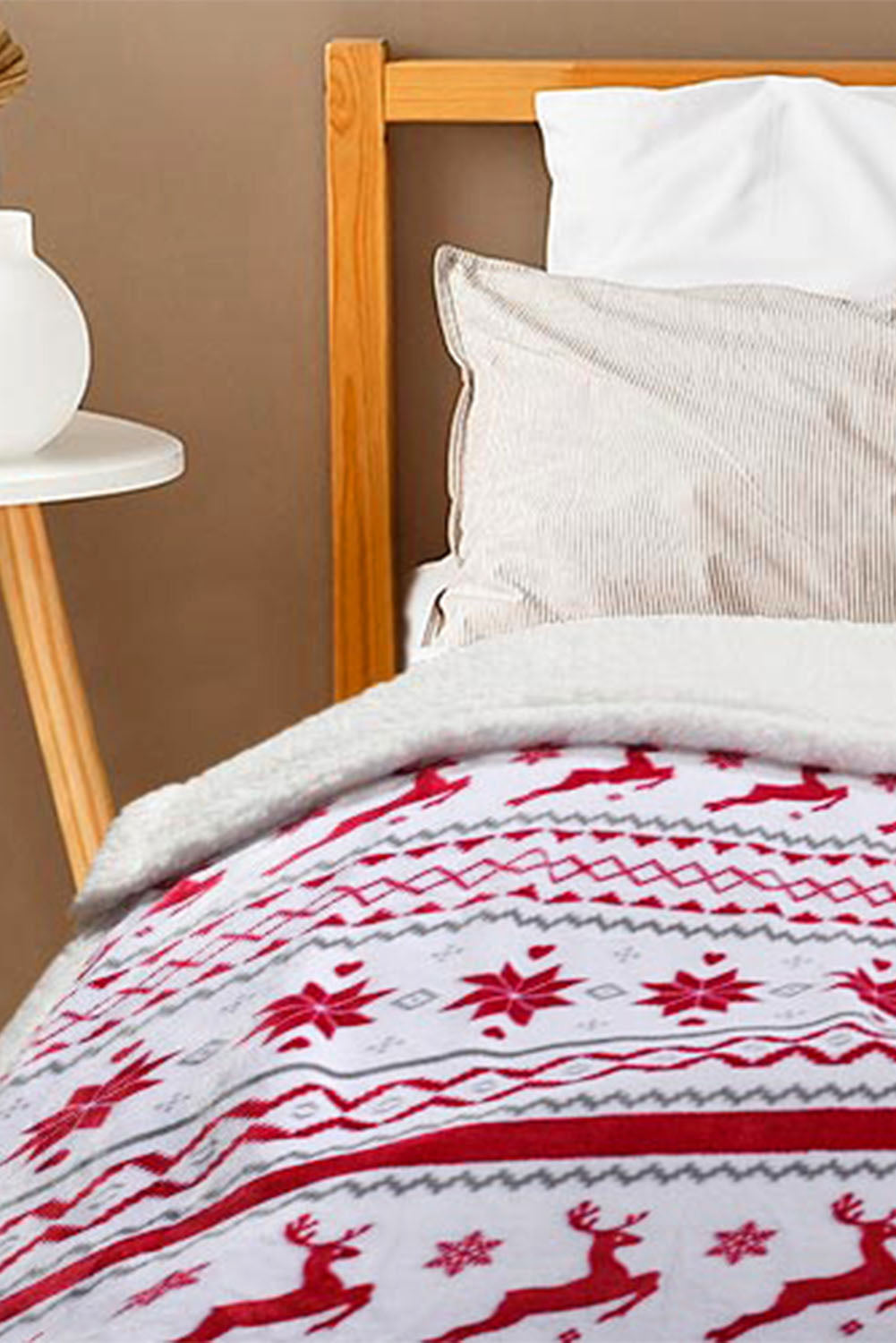 Multicolor Christmas Elk Geometric Knit Flannel Blanket 127*152cm