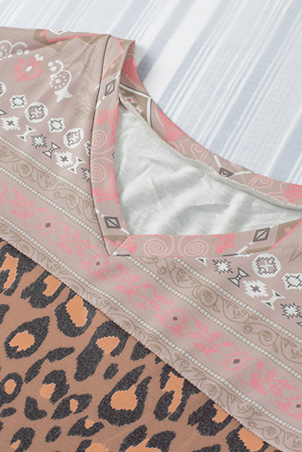 Khaki Khaki Leopard Geometric Color Block Plus Size Mini Dress