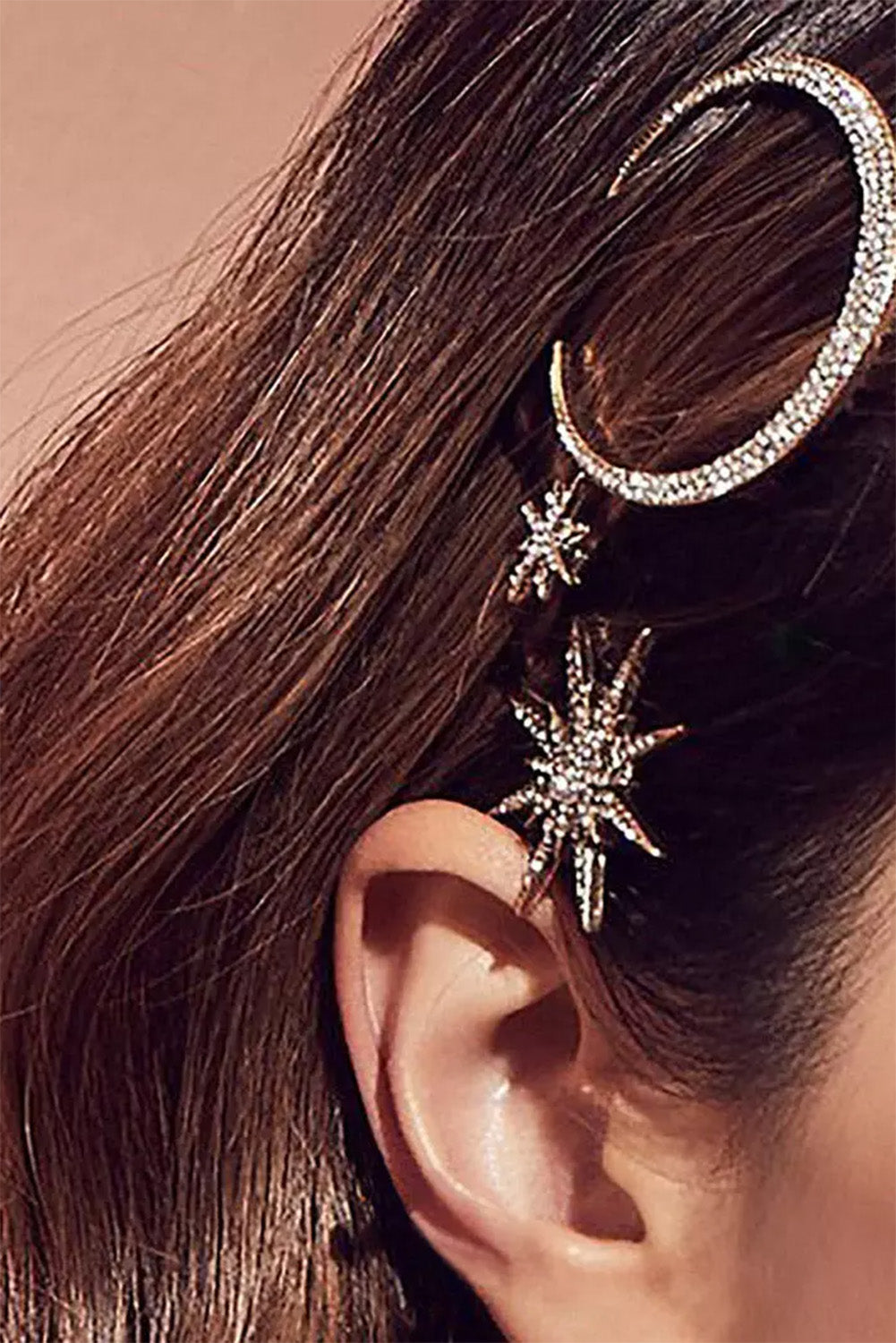 Moon Star Snowflake Rhinestone Hairpin