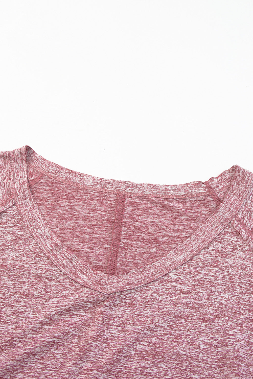 Marble Print Seamed V Neck T-shirt