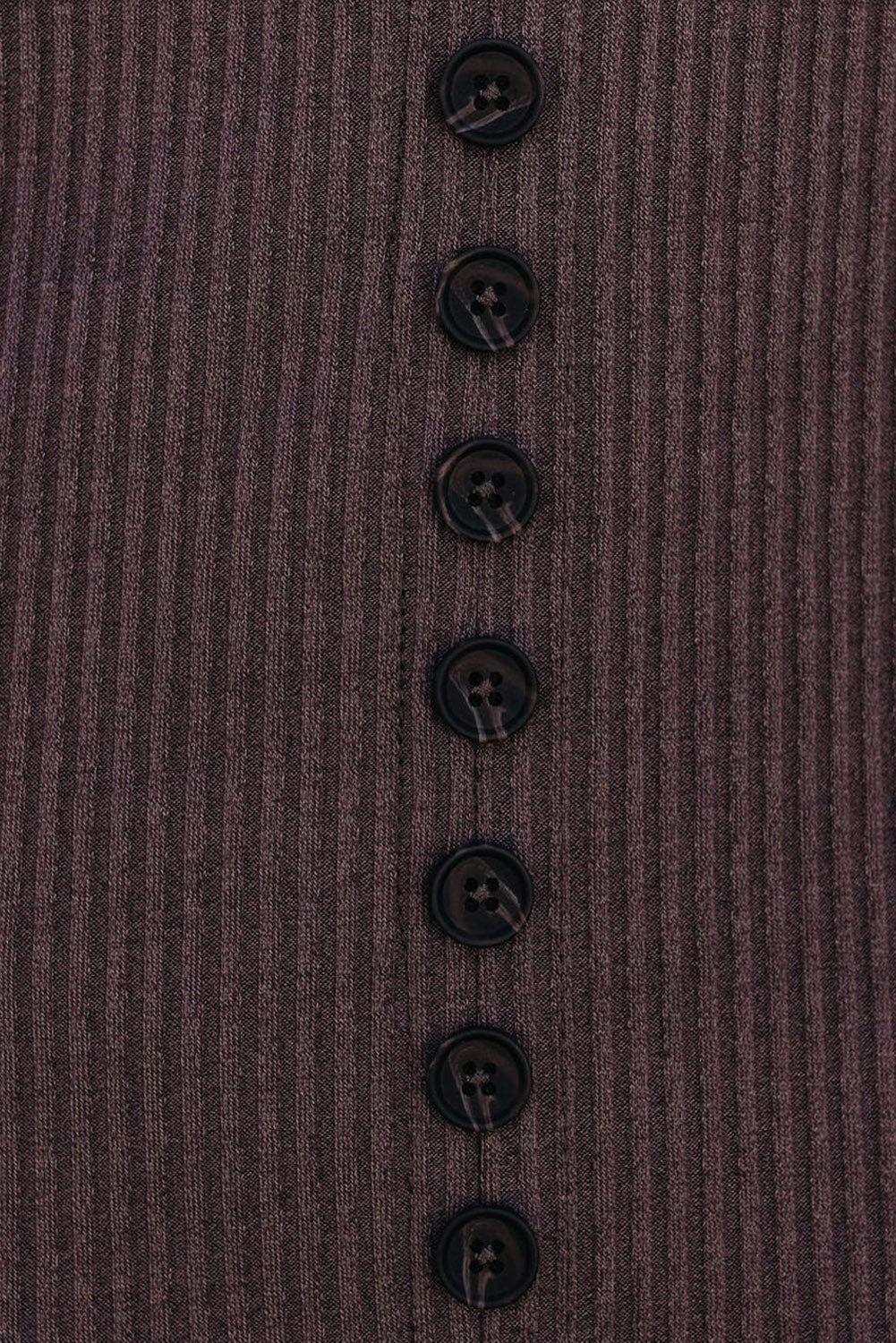 Brown Buttoned Ribbed Knit Sleeveless Midi Dress with Slit