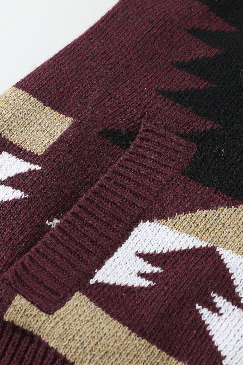 Retro Jacquard Pattern Buttoned Front Hooded Sweater