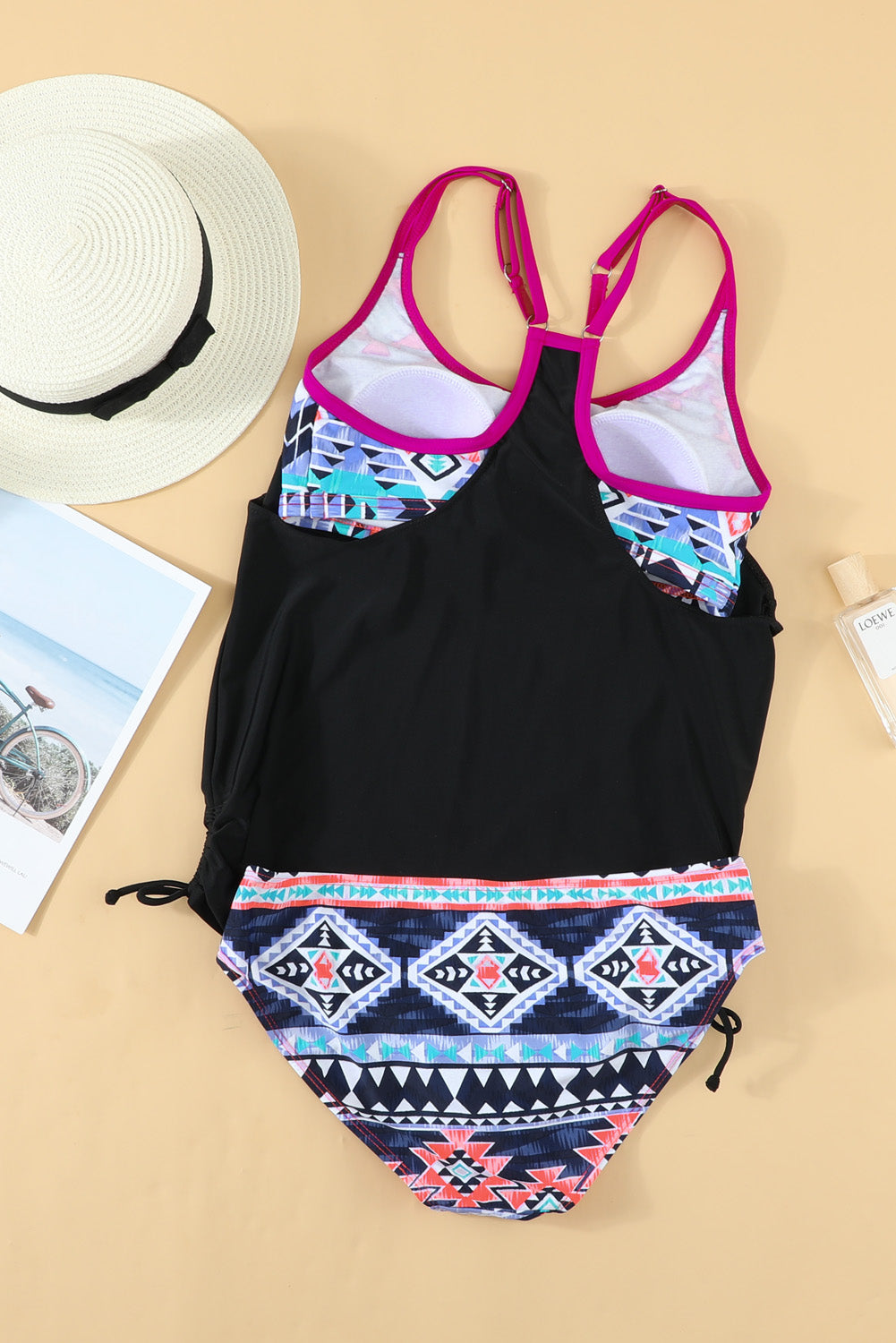 Plants Printed Lined Tankini Swimsuit