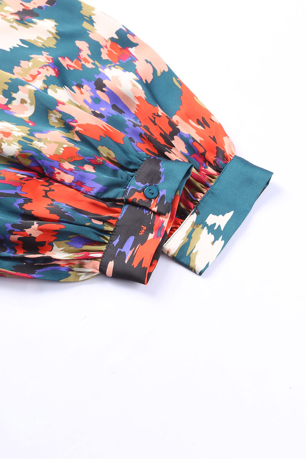 Graffiti Printed V Neck Puff Sleeve Blouse