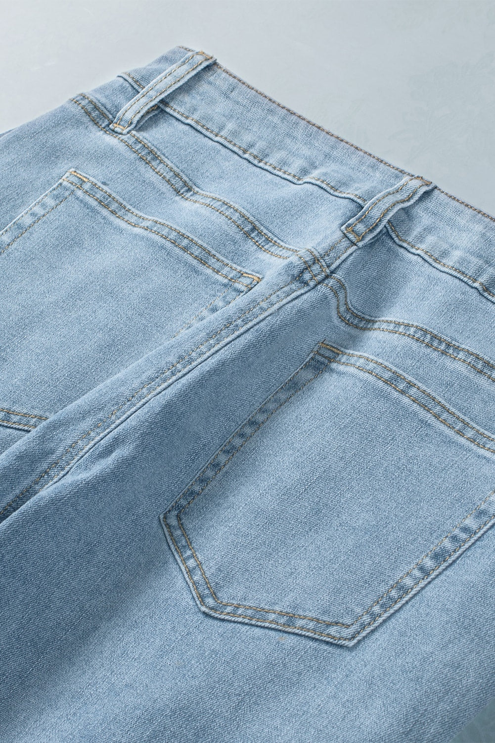 Light Wash Distressed Straight Jeans