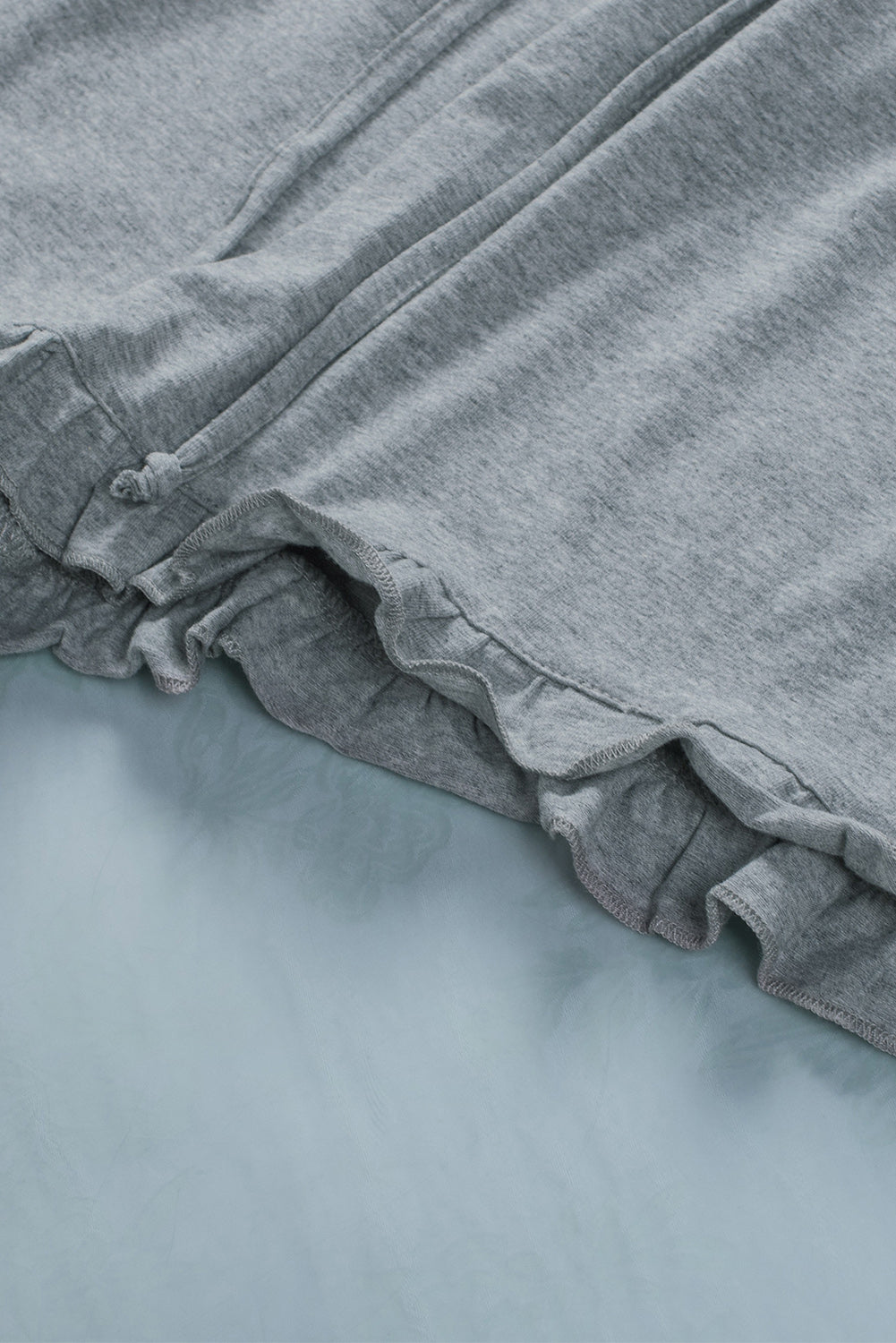 Crew Neck Tank and Drawstring Ruffled Shorts Lounge Set