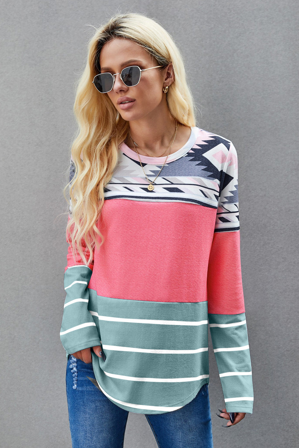 Tribal Striped Long Sleeve T-shirt