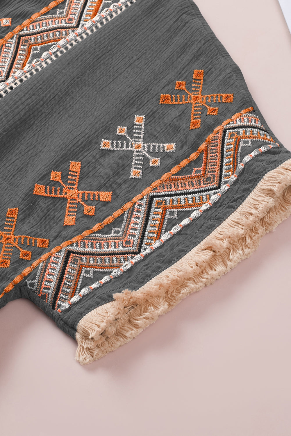 Khaki Geometric Leopard Patchwork Short Sleeve Top