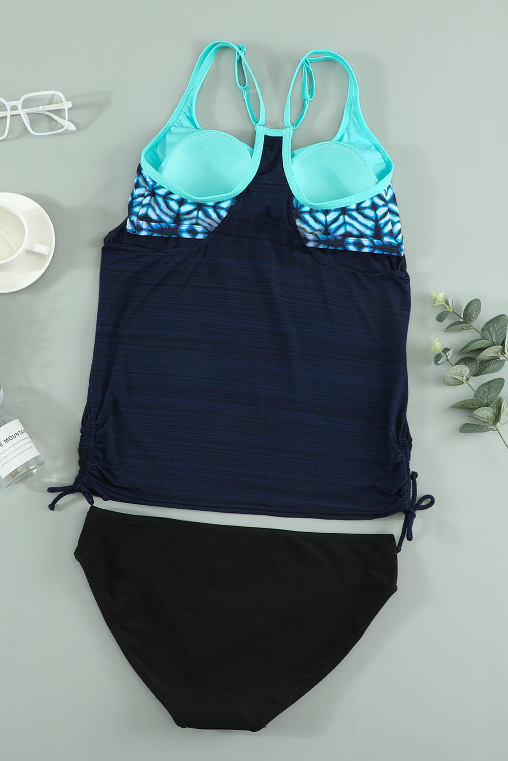 Plants Printed Lined Tankini Swimsuit