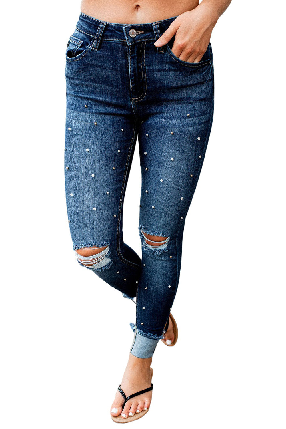 Pearls Ripped Skinny Jeans