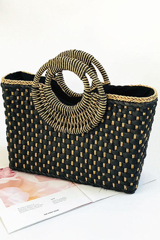 Vintage Straw Woven Vacation Hand Bag