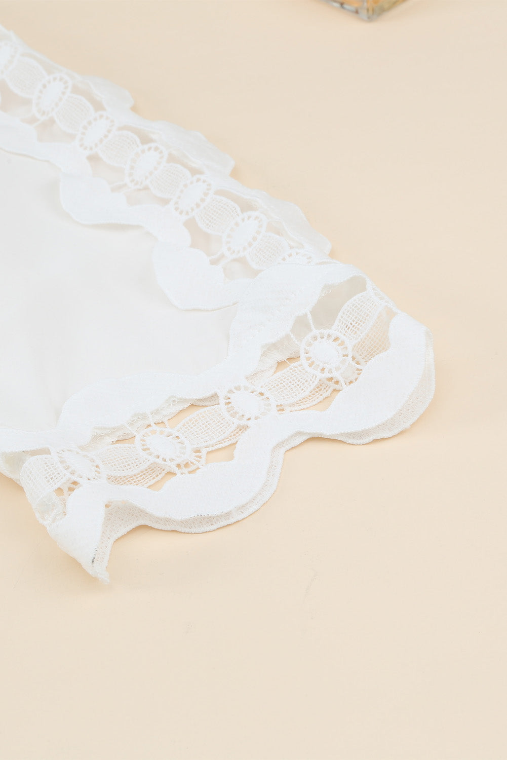 Green Drak Green Crochet Trim Hollow-out Blouse