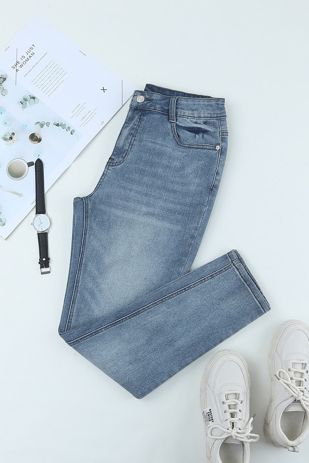 Faded Skinny Jeans with Pockets