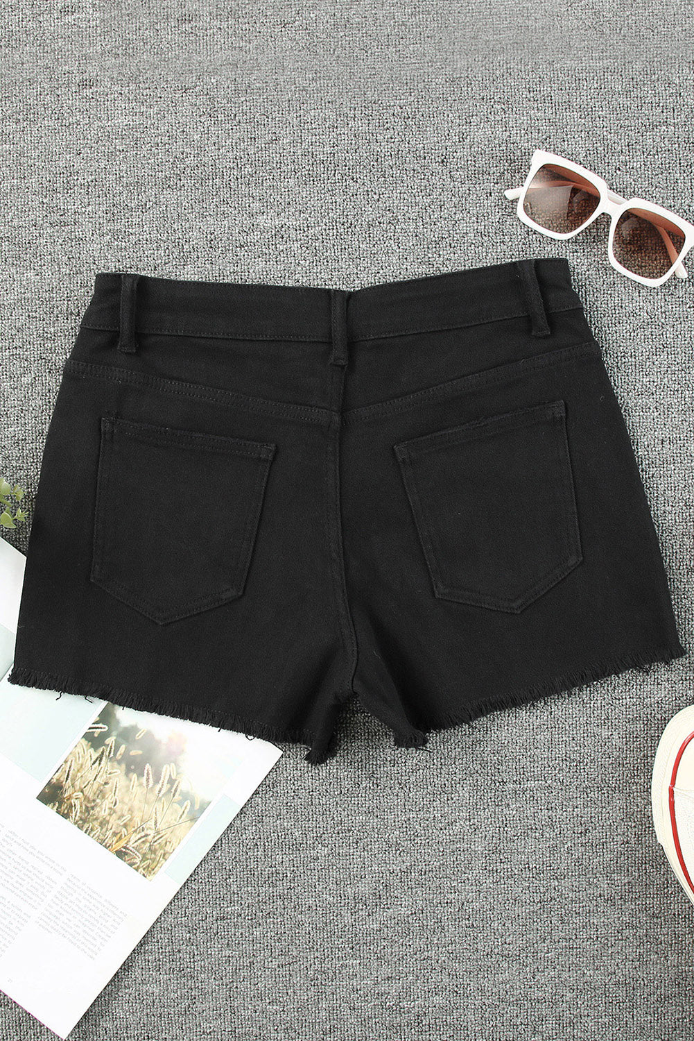 Distressed Tasseled Denim Shorts