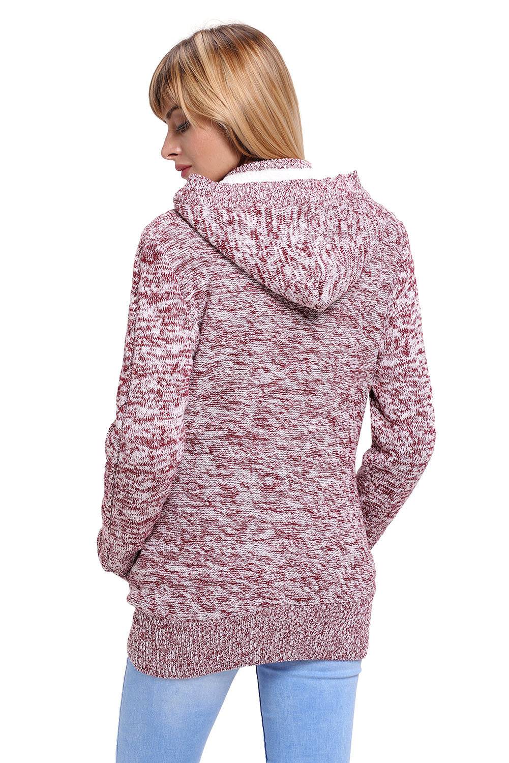 Orange Long Sleeve Button-up Hooded Cardigans