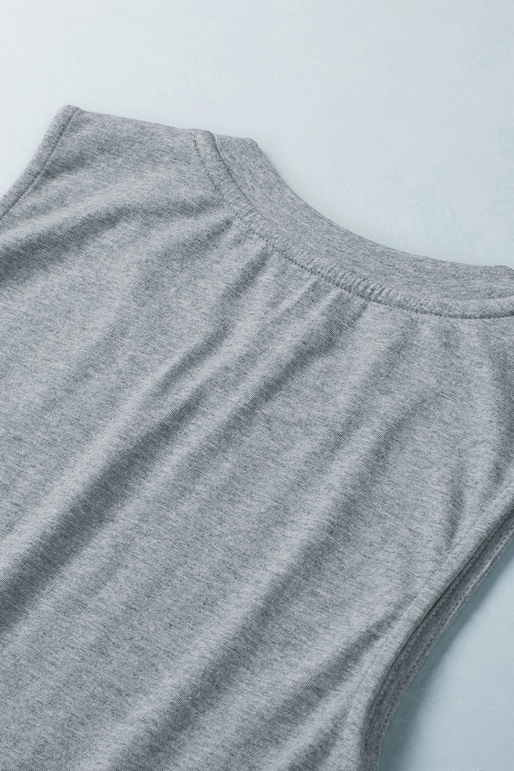 Crew Neck Tank and Drawstring Ruffled Shorts Lounge Set