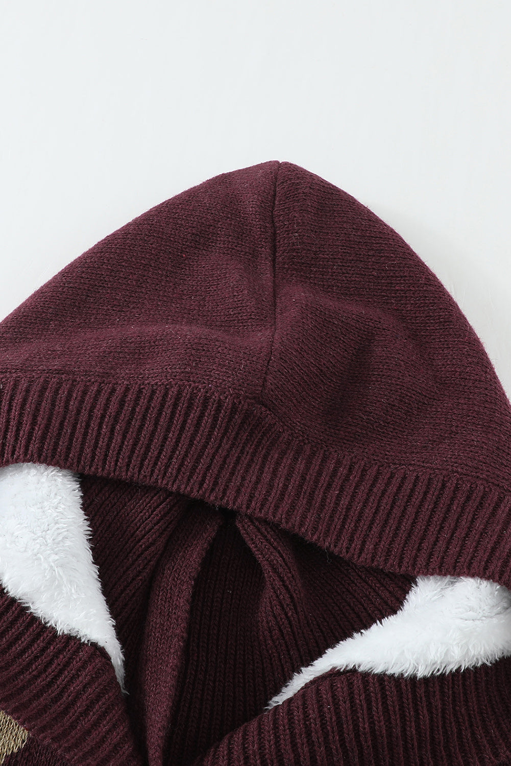 Retro Jacquard Pattern Buttoned Front Hooded Sweater