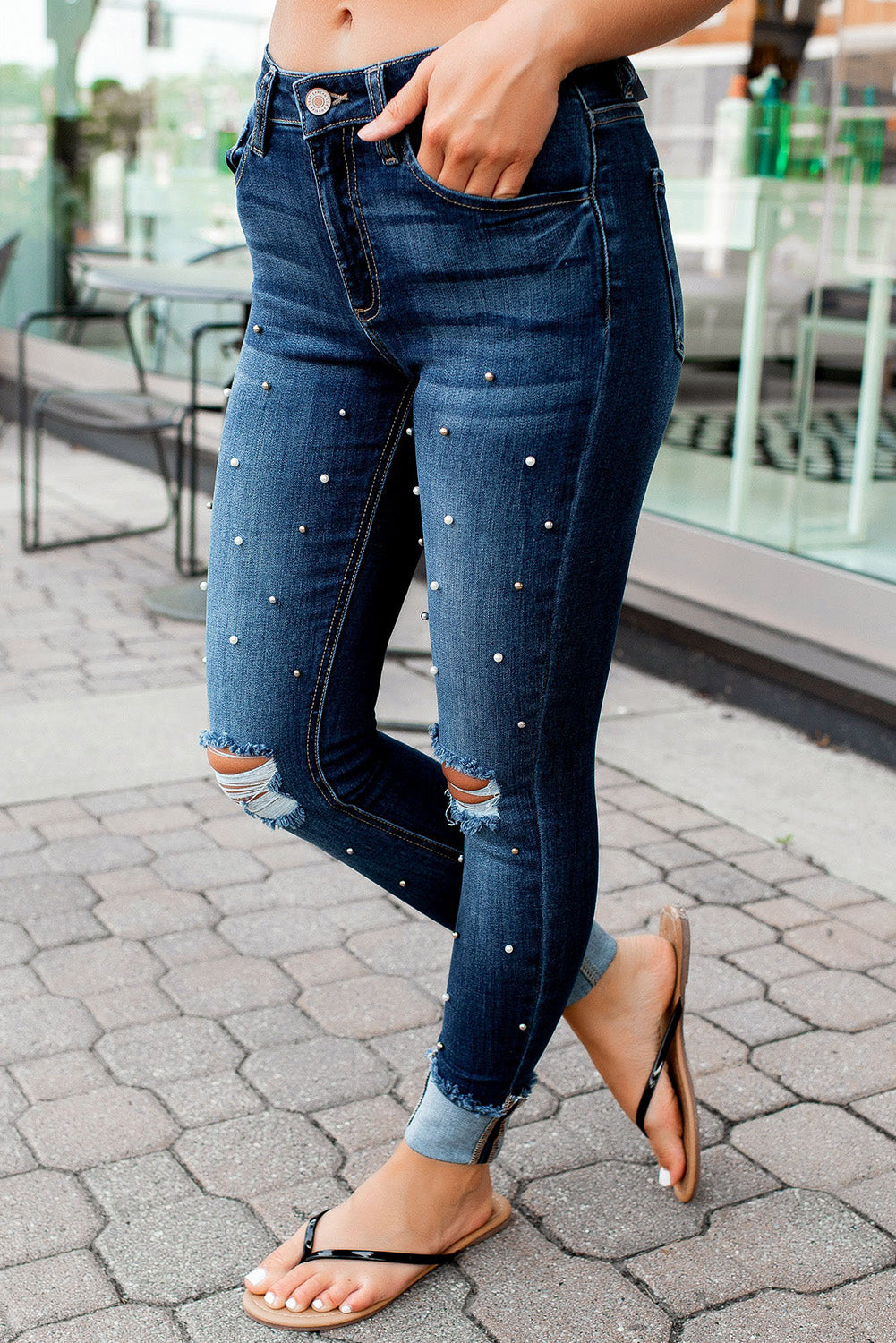 Pearls Ripped Skinny Jeans