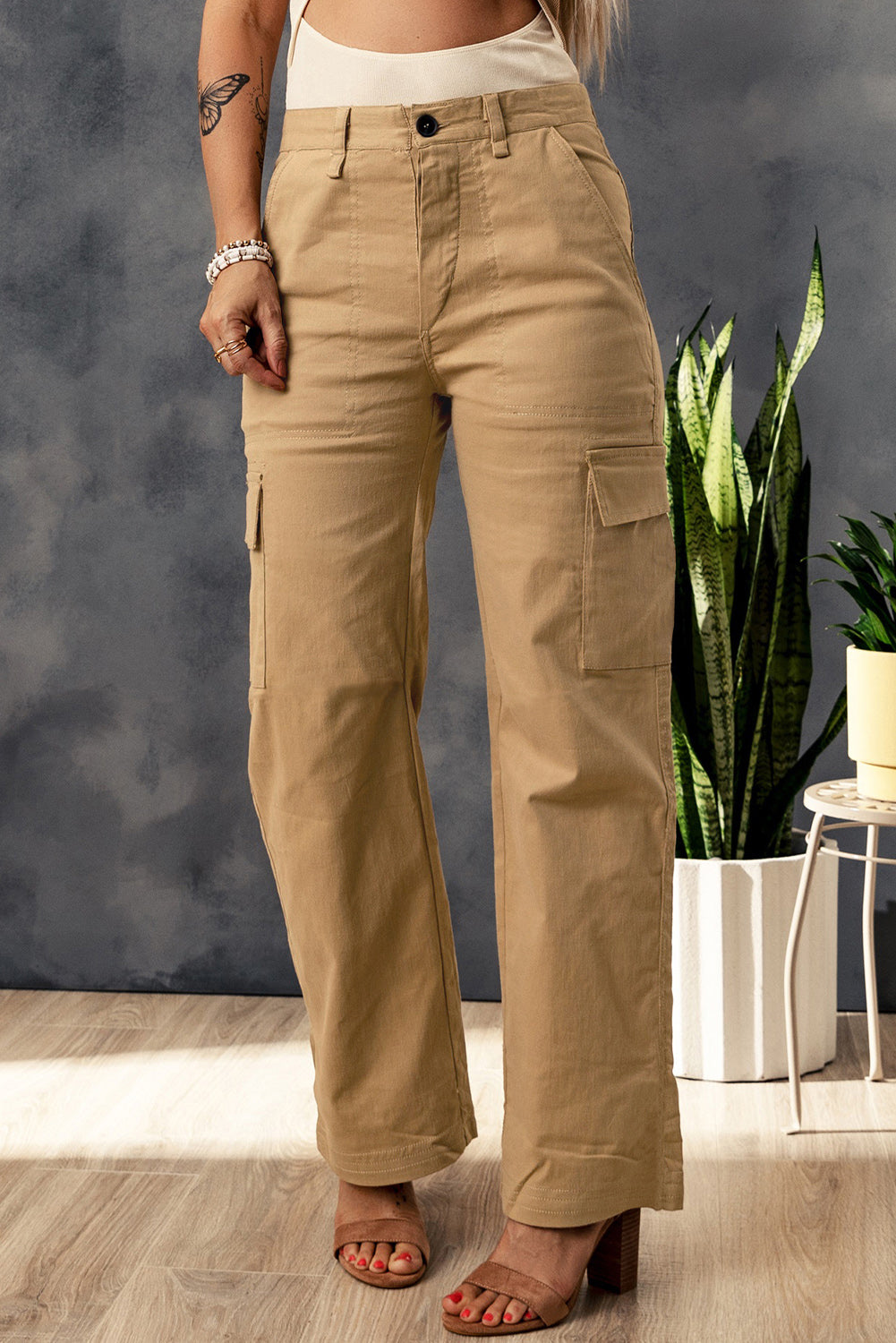 Multi-pockets Straight-leg Cargo Pants