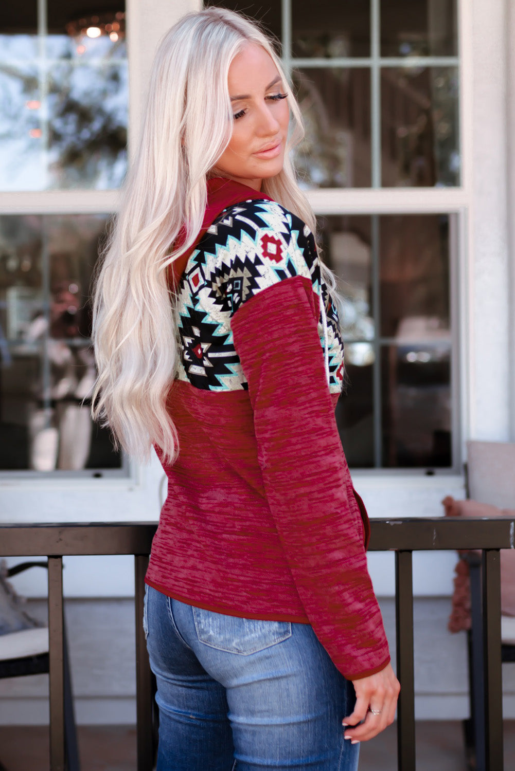 Tribal Geometric Print Hoodies with Pocket