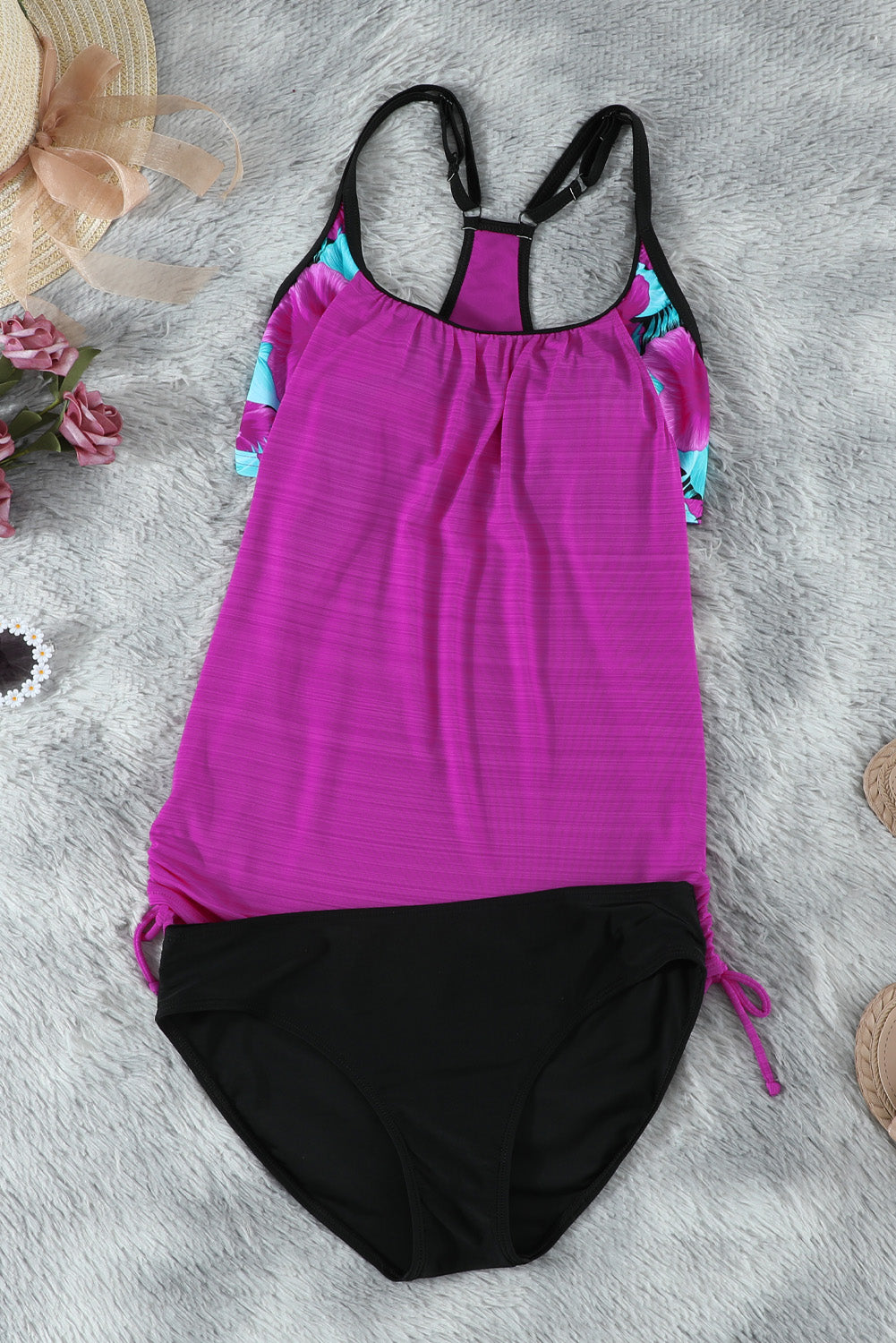 Plants Printed Lined Tankini Swimsuit