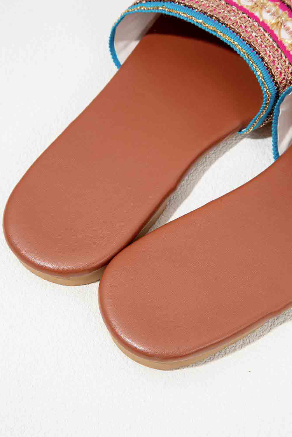 Multicolor Abstract Stripe Textile Robber Sole Slide