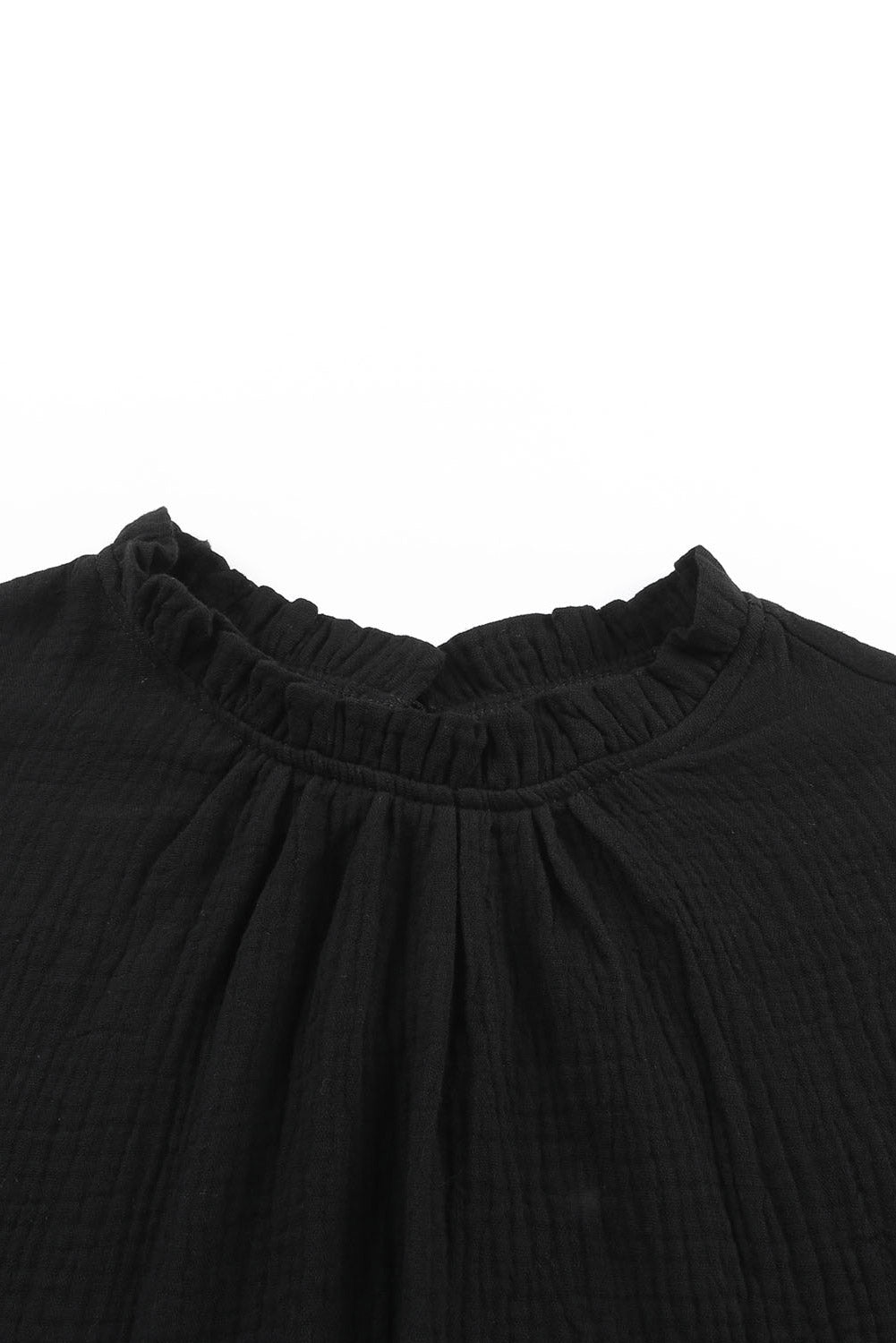 Flutter Sleeve Frilled Neck Textured Blouse