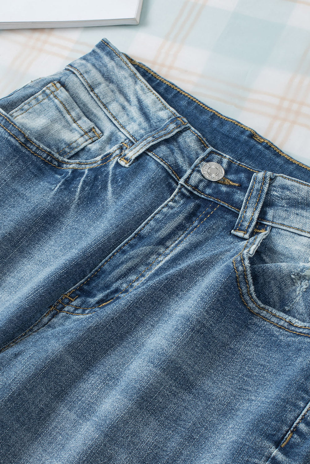 High Waist Ripped Raw Hemline Flare Jeans