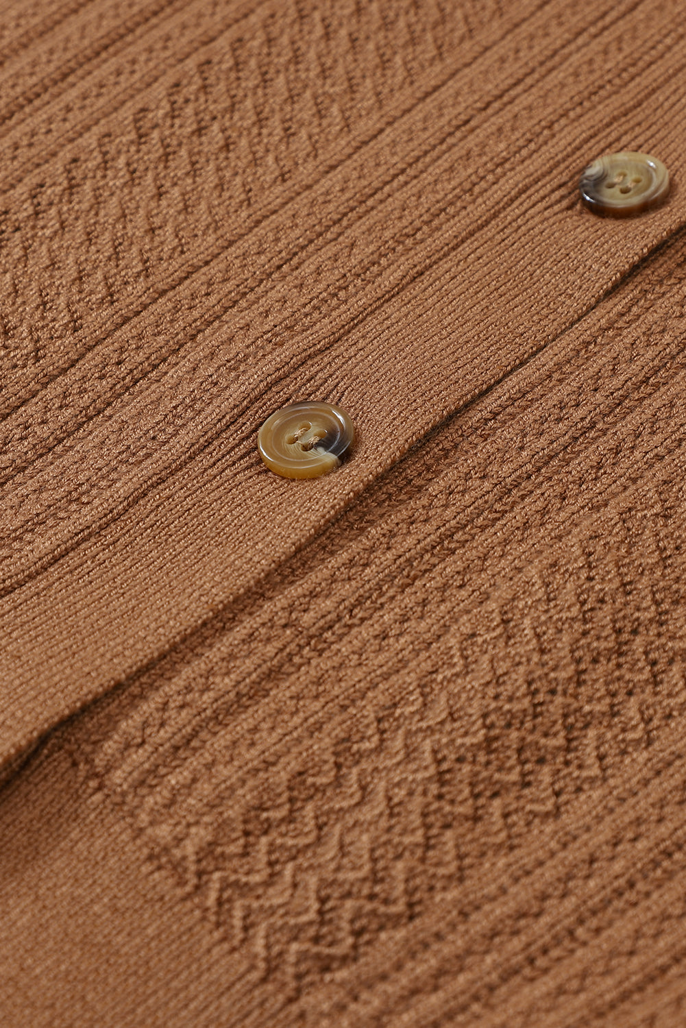 V Neck Buttoned Textured Sweater Cardigan