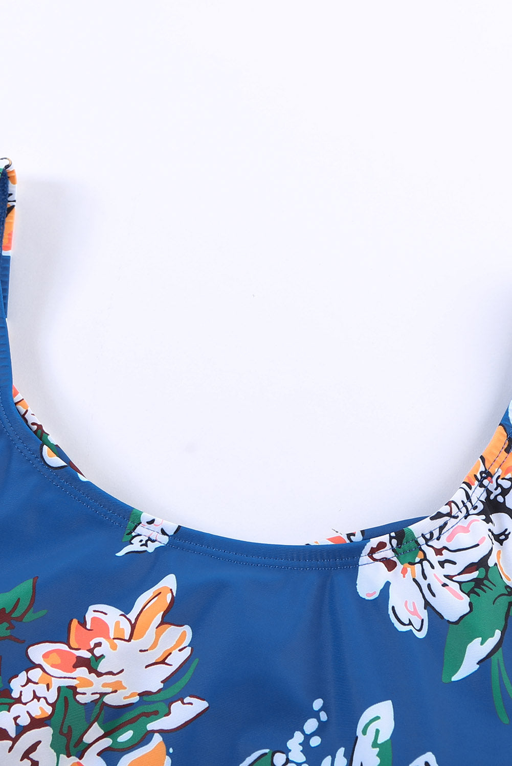 Floral Print Criss Cross U-neck One-piece Swimsuit