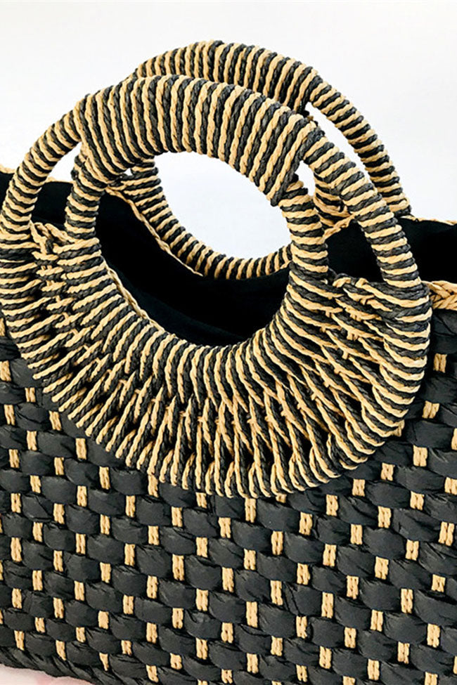 Vintage Straw Woven Vacation Hand Bag