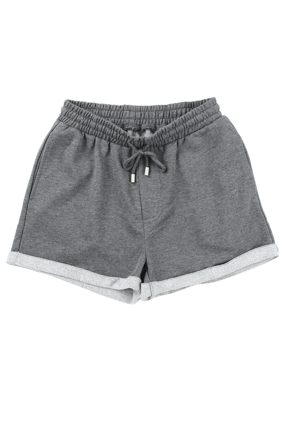 Tie Waist Side Pockets Cuffed Lounge Shorts