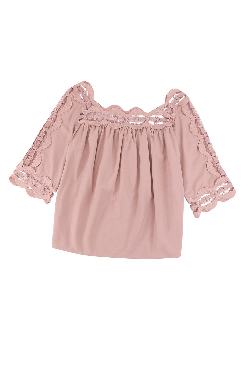 Green Drak Green Crochet Trim Hollow-out Blouse