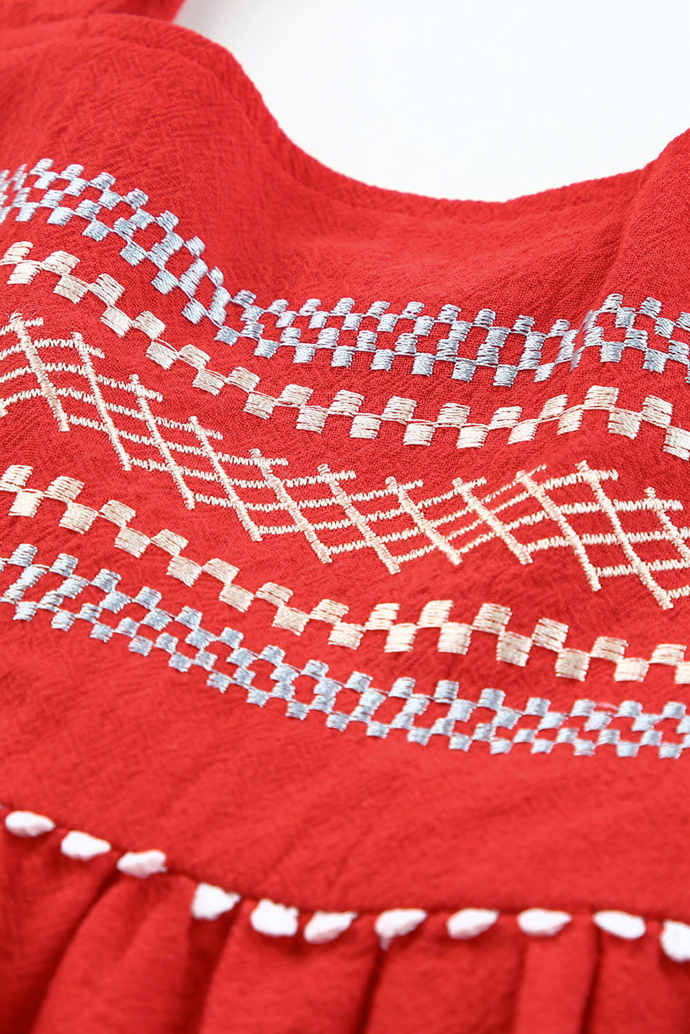 Embroidered Babydoll Tie Strap Tank Top