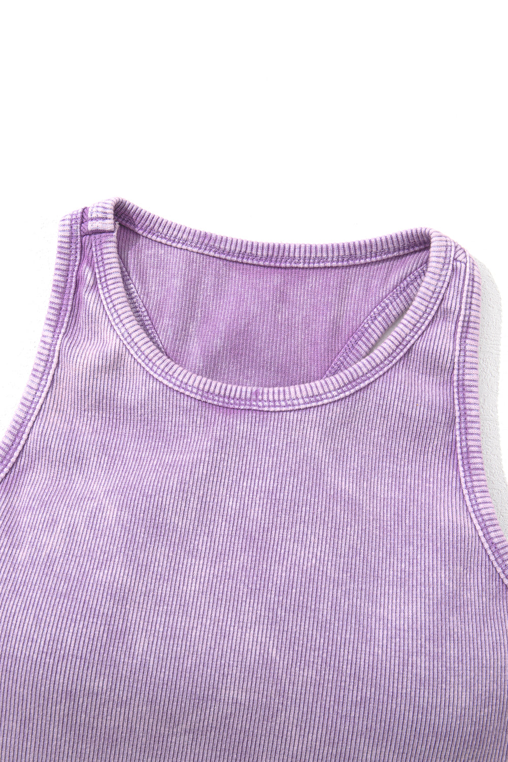 Pink Ribbed Mineral Wash Racerback Cropped Tank Top