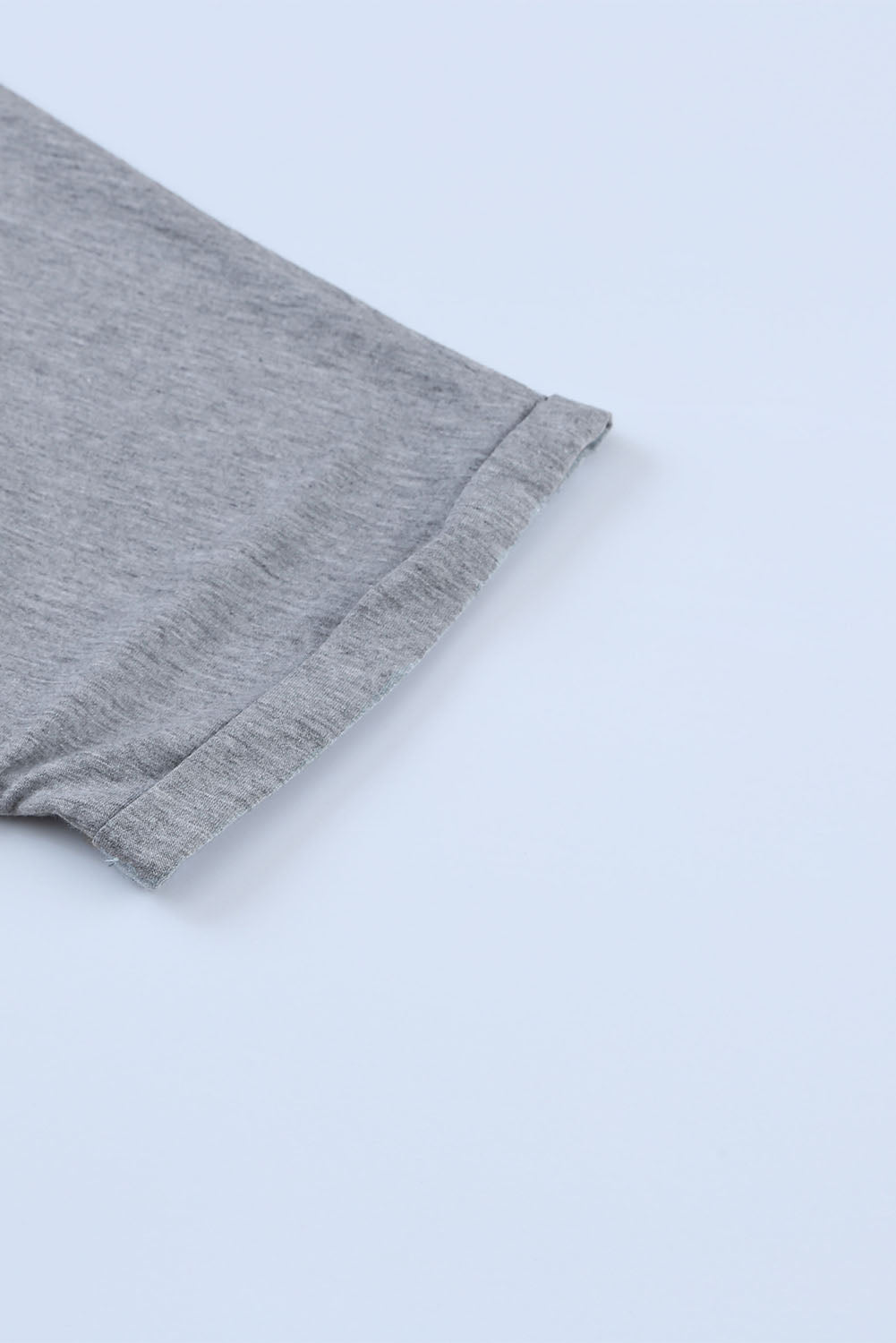 Button V Neck Rolled Short Sleeve T Shirt