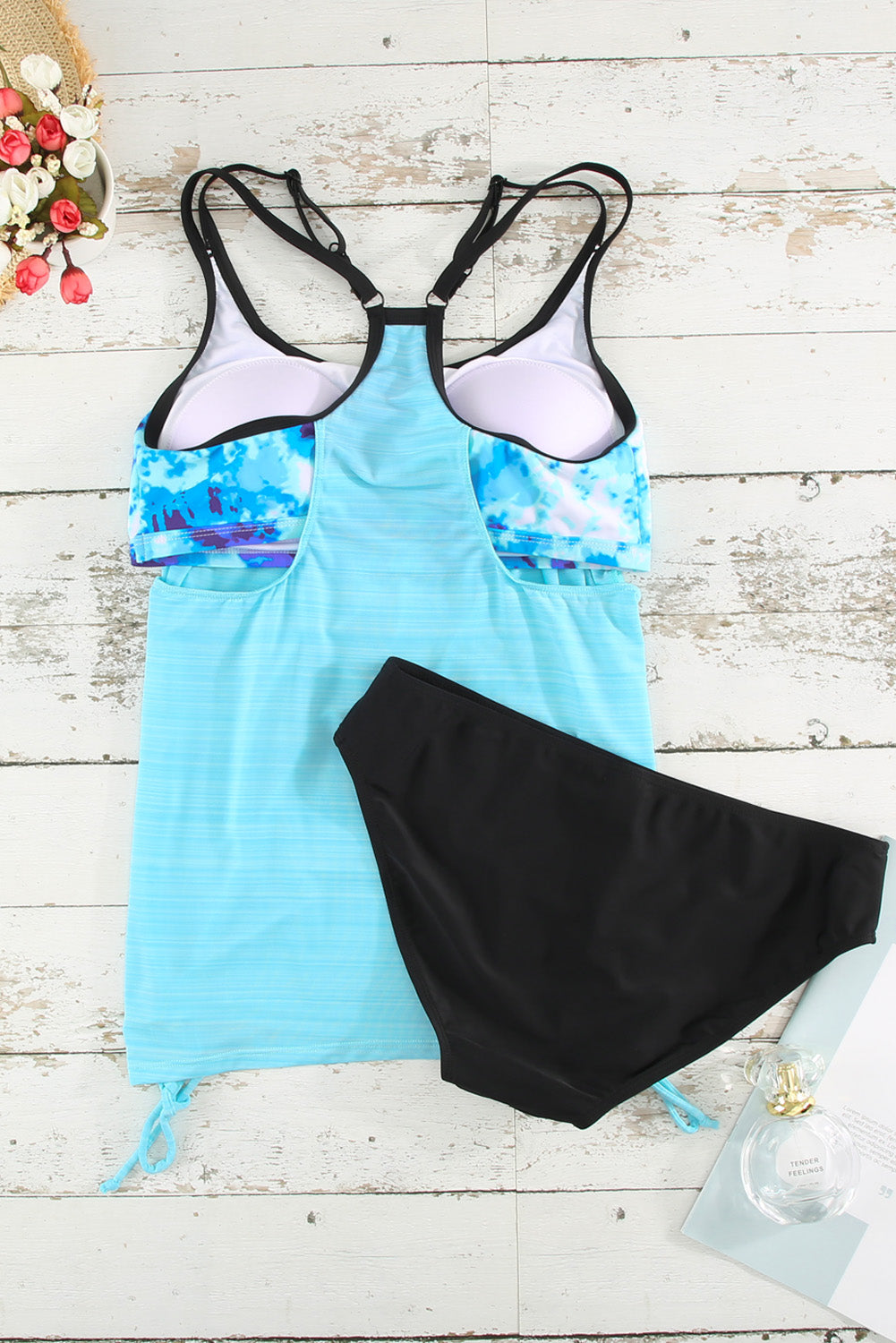Plants Printed Lined Tankini Swimsuit