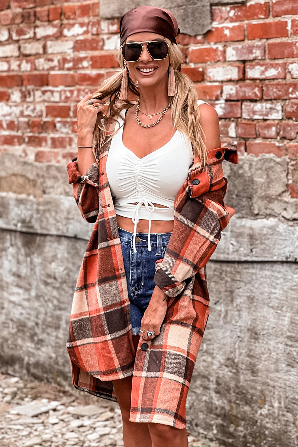 Drawstring Ruched Cut out Cropped Tank Top