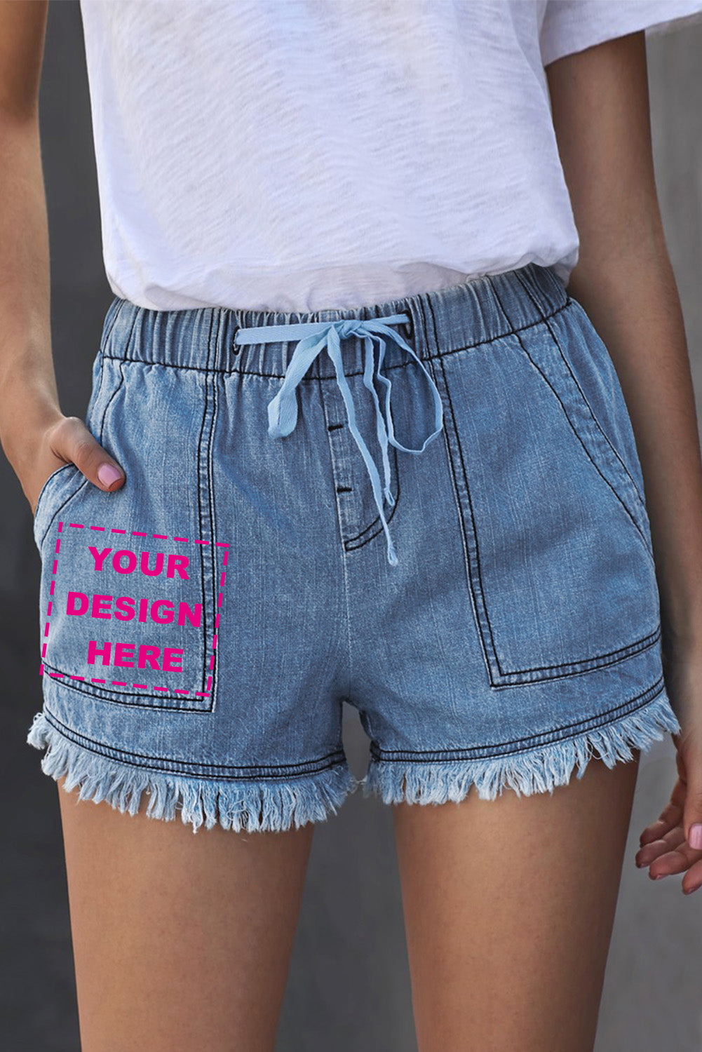 Casual Pocketed Frayed Denim Shorts